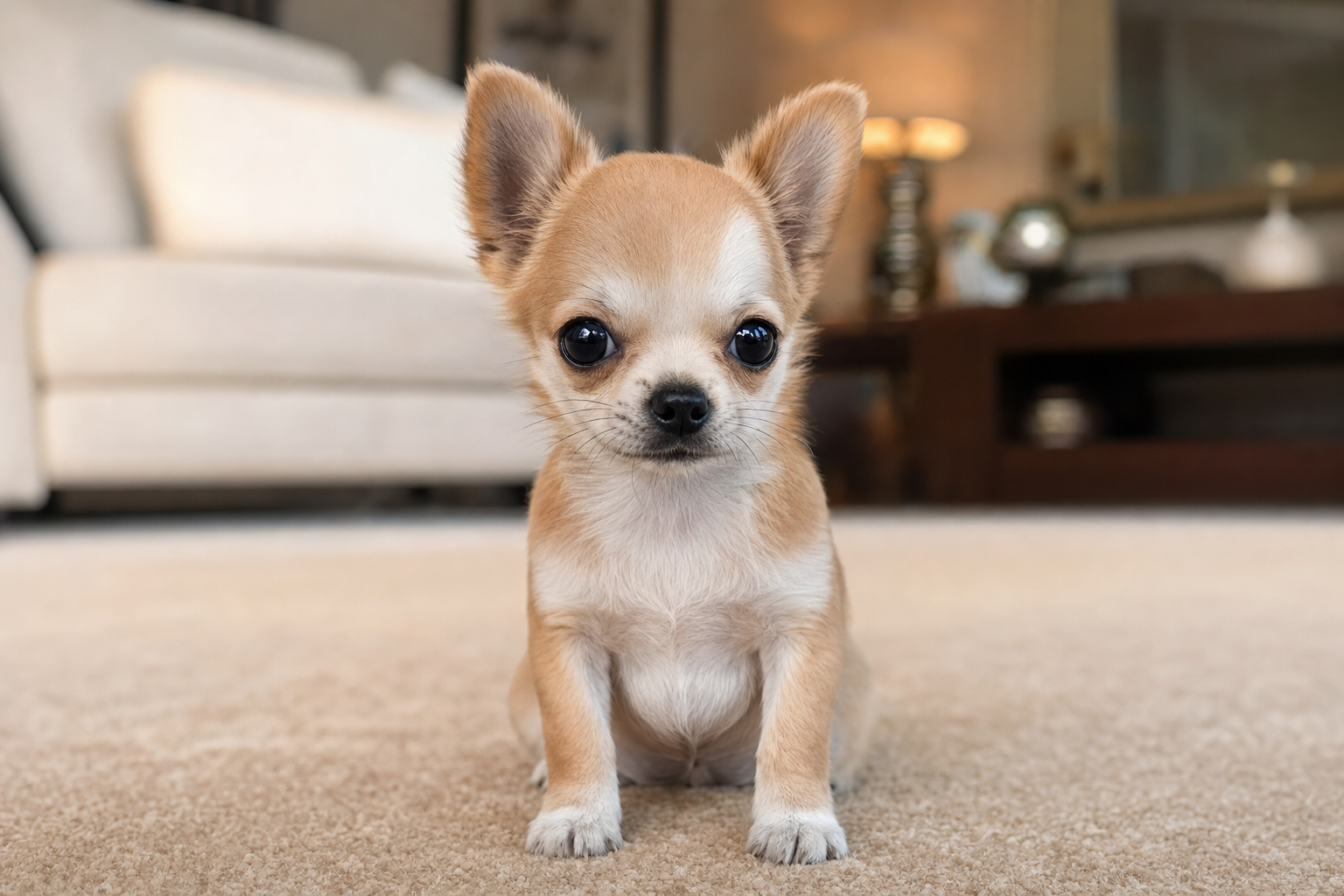 A beautiful long hair Chihuahua with a perfectly groomed coat, a result of proper grooming techniques.