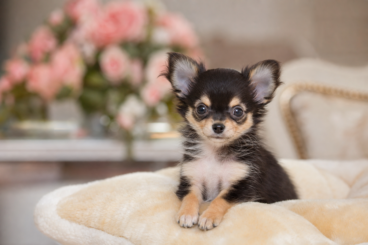 A person gently holding a tiny teacup Yorkie puppy, demonstrating how to bond with your new puppy.