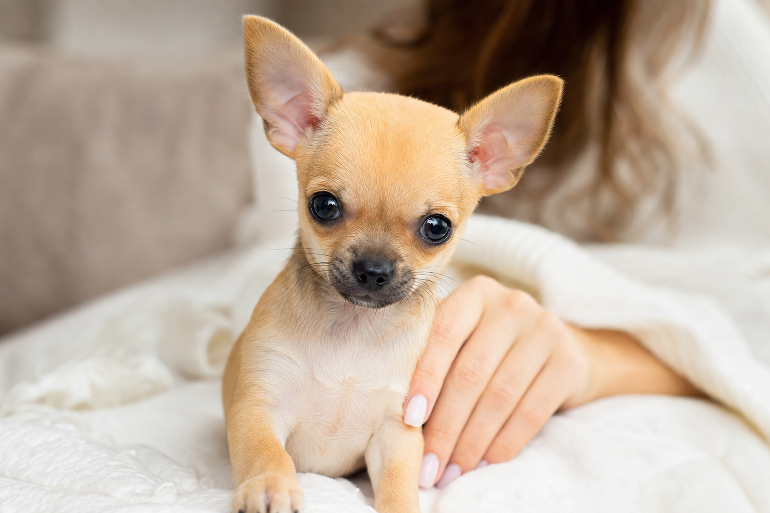 A tiny teacup Yorkie puppy sleeping safely, illustrating the topic of hypoglycemia prevention in teacup puppies.