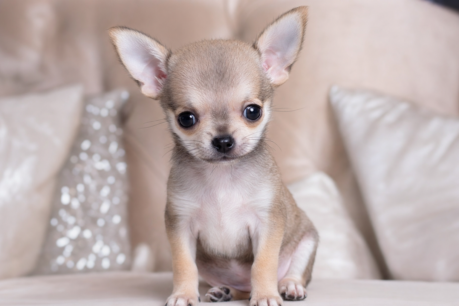 A tiny teacup Pomeranian puppy eating a small meal from a bowl, illustrating the need for frequent feeding.