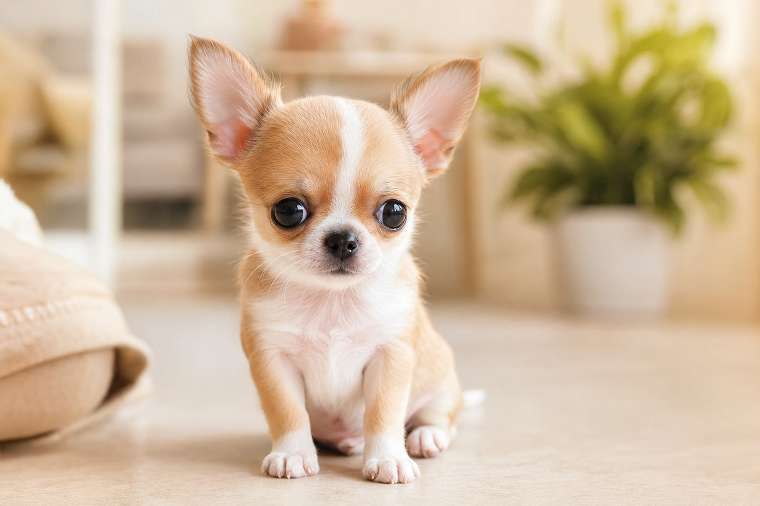 A veterinarian performing a heart health screening on a tiny Apple Head Chihuahua puppy, a common concern for buyers of Chihuahua puppies for sale California.