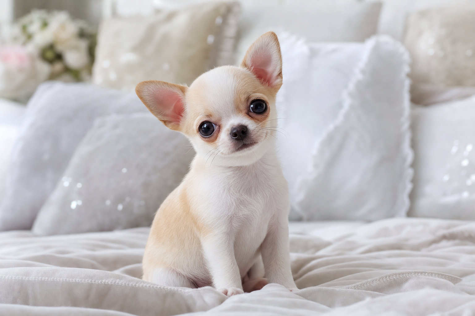 A tiny Apple Head teacup Chihuahua puppy sleeping safely, illustrating the need for hypoglycemia prevention in teacup Chihuahuas.