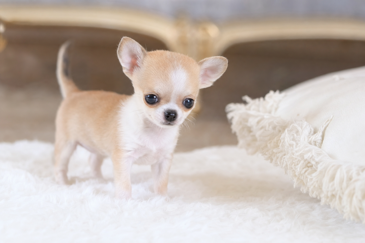 A healthy miniature Chihuahua puppy with bright eyes, representing the importance of a proper vaccination schedule.
