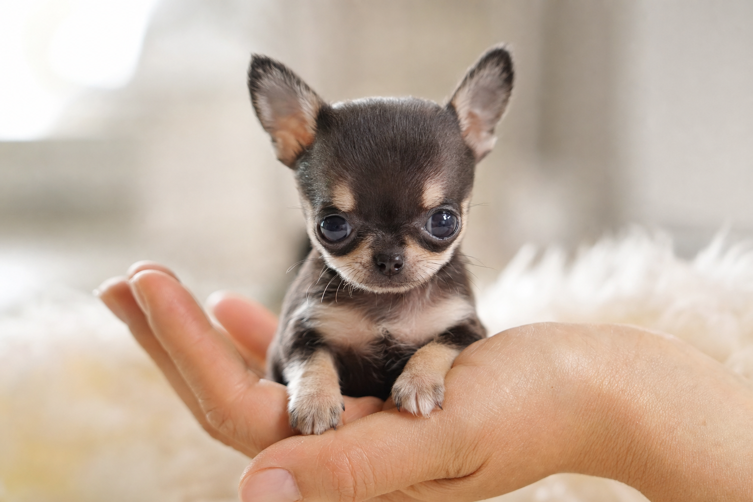 A beautiful Apple Head Chihuahua puppy available for families in Bakersfield, California.