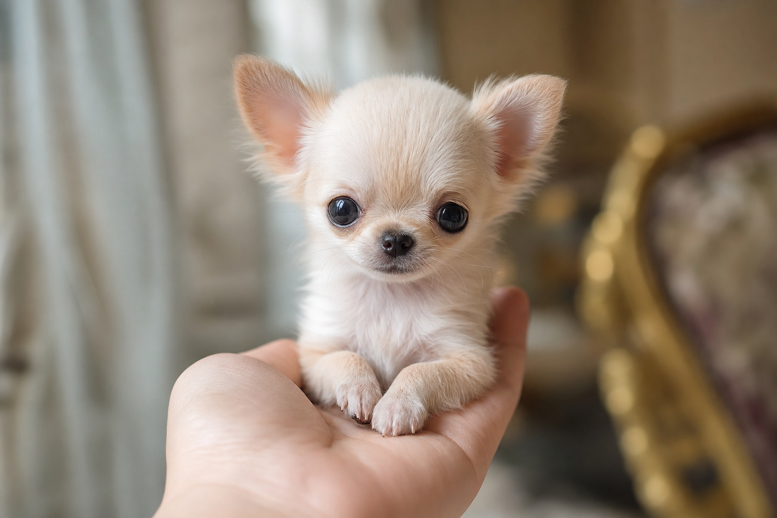 A senior woman lovingly holding a Miniature Chihuahua puppy, showing why they are great companions for seniors.