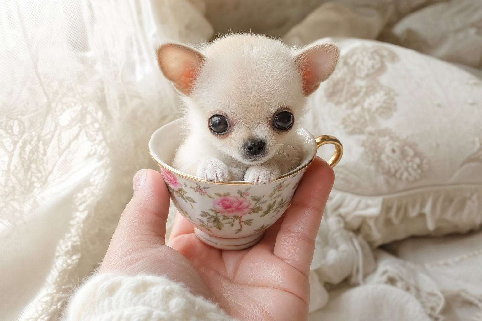 A Miniature Chihuahua puppy sitting on a couch in a Seattle apartment, illustrating why Chihuahuas are good apartment dogs.