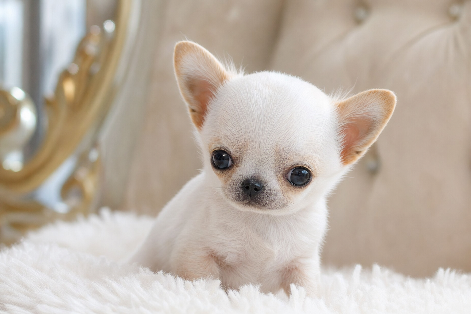 A photorealistic Miniature Chihuahua puppy, hand-raised in our California home — illustration for "Miniature Chihuahua Breede