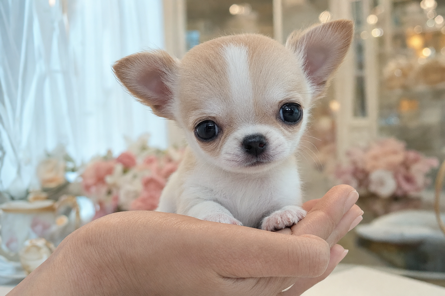 A photorealistic Chihuahua puppy, hand-raised in our California home — illustration for "Questions to Ask Before Buying a Chi