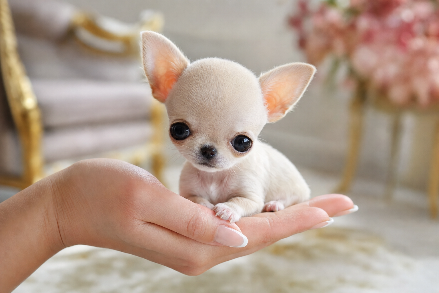A photorealistic Teacup Chihuahua puppy, hand-raised in our California home — illustration for "Teacup Chihuahua Puppies for
