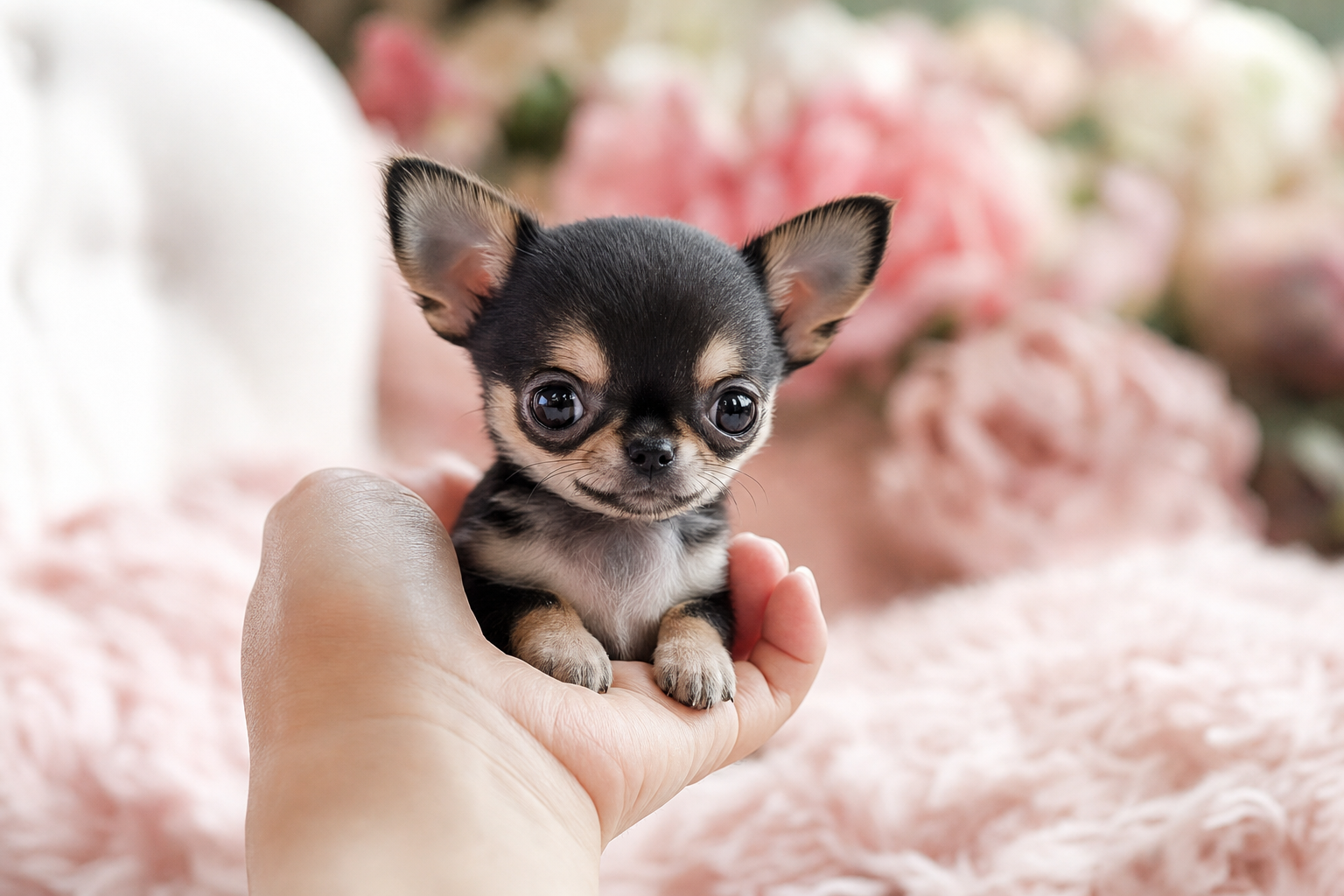 A photorealistic Teacup Chihuahua puppy, hand-raised in our California home — illustration for "How to Help Your Puppy Adjust